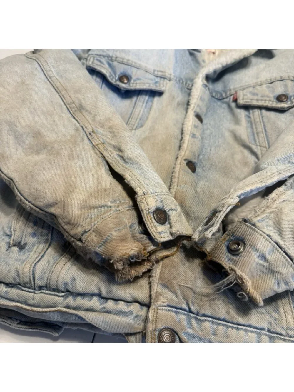 Vintage 80s Levi's Sherpa Denim Jacket Mens Small S Light Wash Made in USA